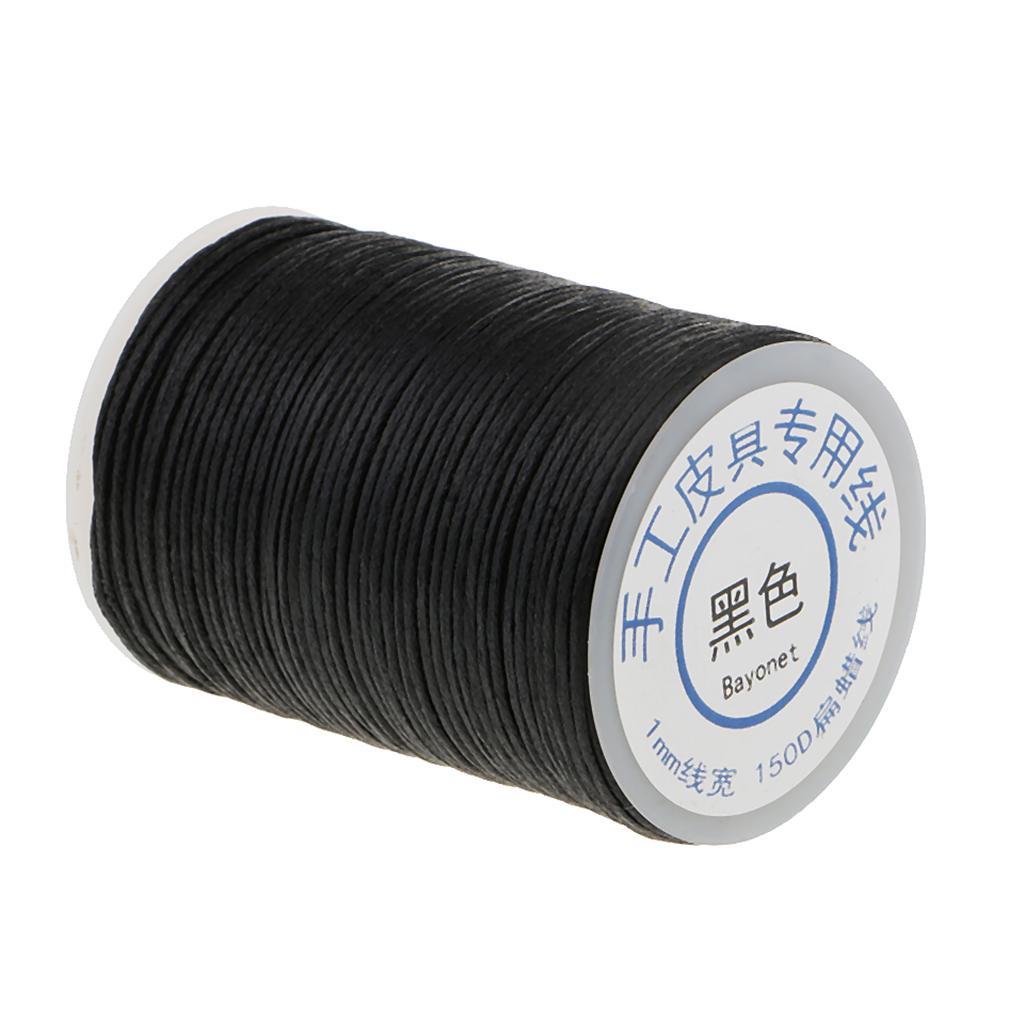 2 Roll Black And White 1mm Waxed Polyester Braided Thread for Leahter Crafts