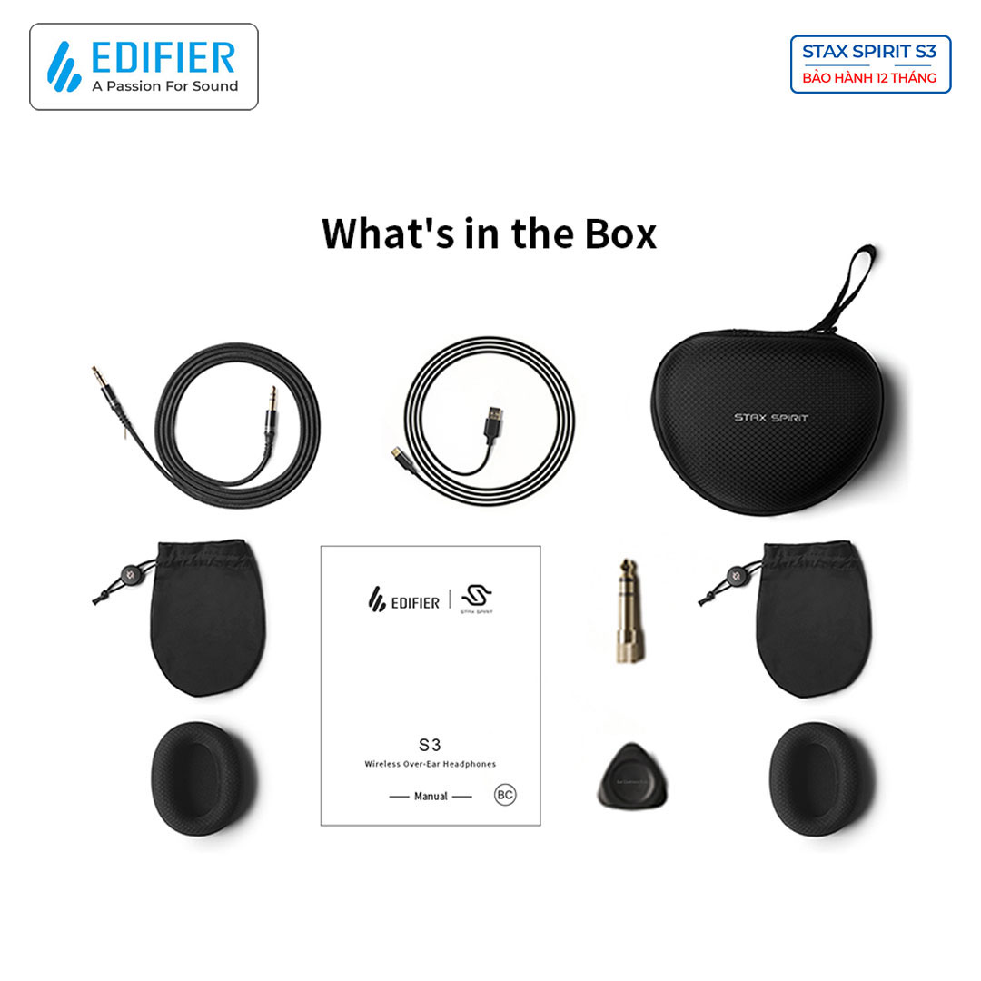 Tai nghe Bluetooth 5.2 EDIFIER S3 STAX SPIRIT Chụp tai Planar Magnetic Snapdragon Sound Hires Audio - Hàng chính hãng