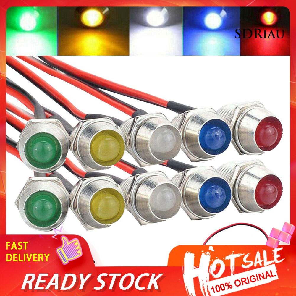 Bộ 10 Đèn Led 12v 8mm Cho Xe Hơi