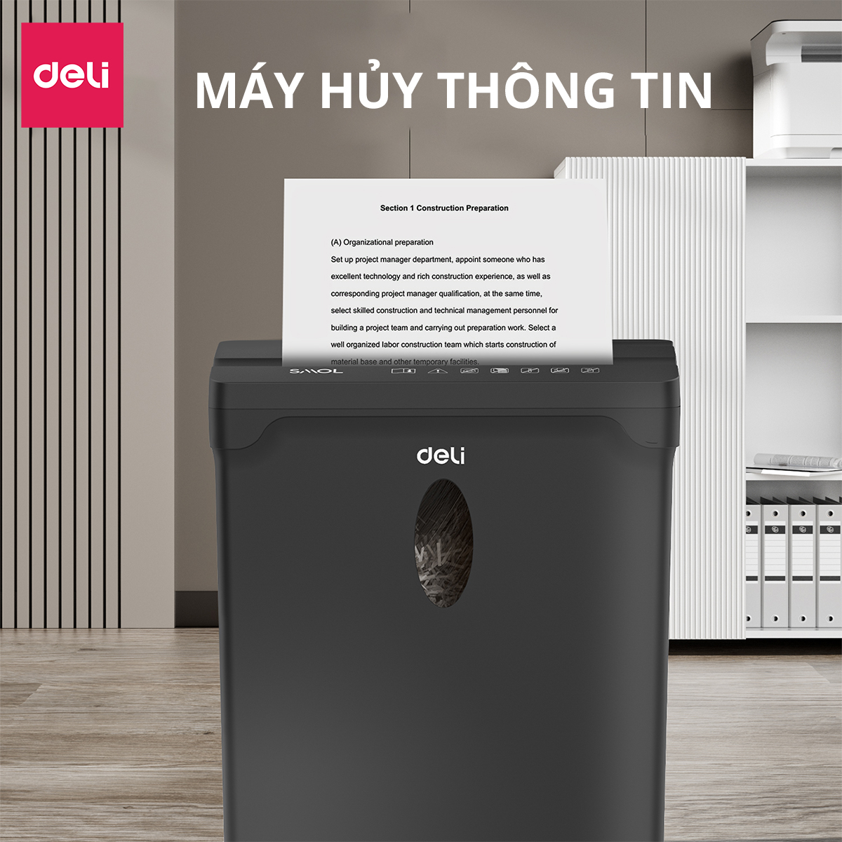 Máy Hủy Tài Liệu Cao Cấp 10L Deli - Máy Huỷ Giấy 10 Lít Phù Hợp Cho Bảo Mật Giấy Tờ Trong Doanh Nghiệp, Văn Phòng, Nhà Trường - Hàng Chính Hãng - ET014