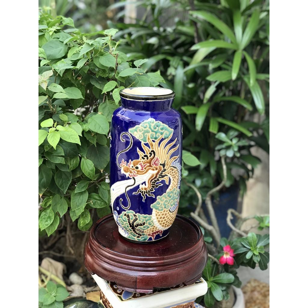 BÌNH HOA BÁCH HOA,RỒNG,PHỤNG THON 29CM GỐM NAM BỘ DECOR TRANG TRÍ, CẤM HOA