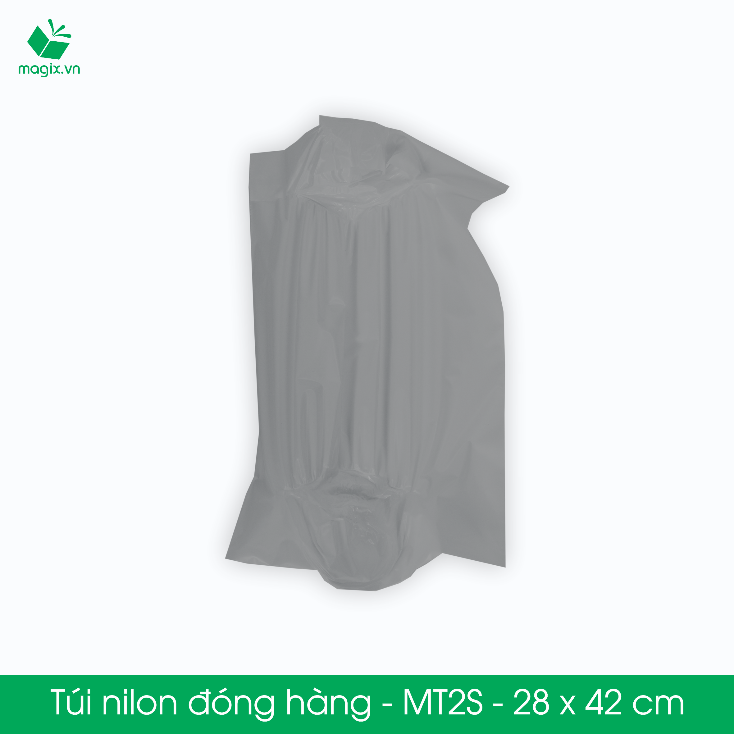 MT2S - 28x42 cm - Túi nilon gói hàng - 100 túi niêm phong đóng hàng màu xám