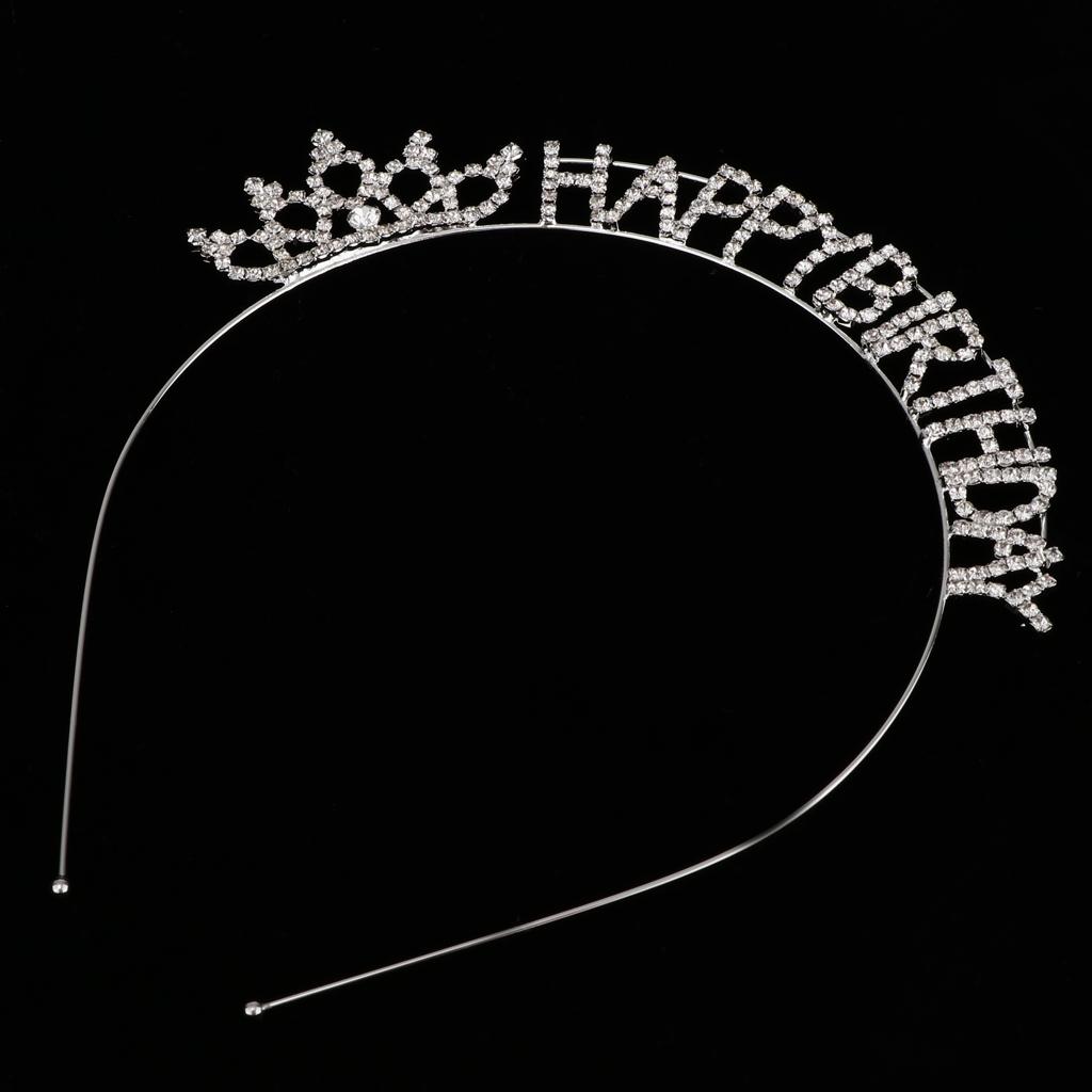 Happy Birthday Tiara Crystal Rhinestone Crown Hair Jewelry Accessories