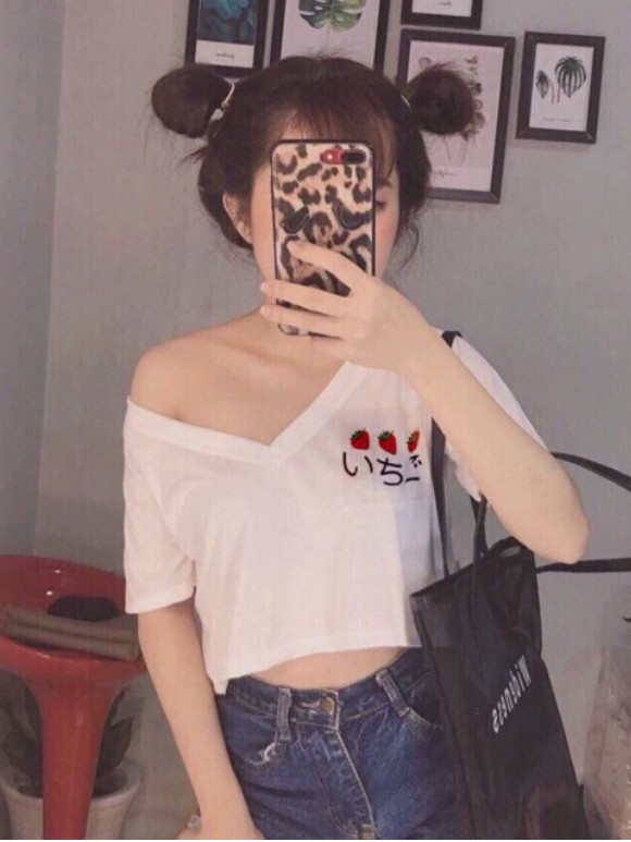 Áo cổ tim croptop cực hot - From chuẩn - Trắng