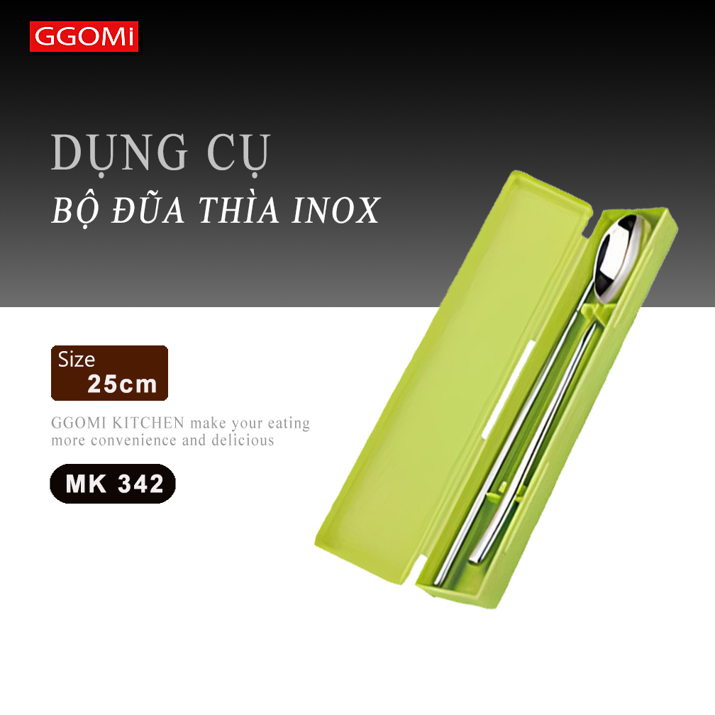 [HÀNG CHÍNH HÃNG]Bộ dụng cụ đựng thìa đũa ăn di động, nhỏ gọn phù hợp mang theo mọi nơi tiện lợi của GGOMi Hàn Quốc MK34