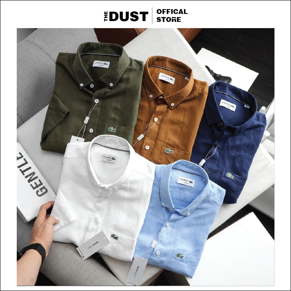 Áo sơ mi nam cộc tay trơn cổ bẻ basic LCT chuẩn form chất liệu linen cao cấp, trẻ trung lịch lãm - THE DUST