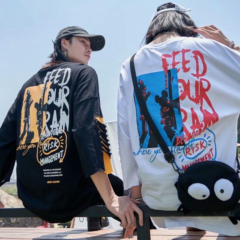 Áo Thun Ngắn Tay Form Rộng Phong Cách Năng Động Cá Tính Dành Cho Nam / Size S-3Xl