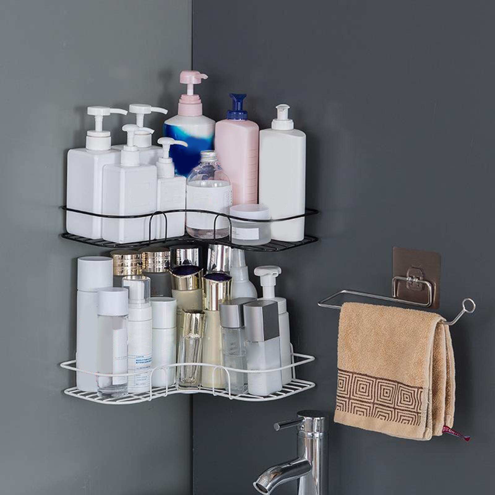 Corner Shower Caddy, Wall Mounted Bathroom Shelf with Adhesive, Storage Organizer for Toilet, Dorm and Kitchen