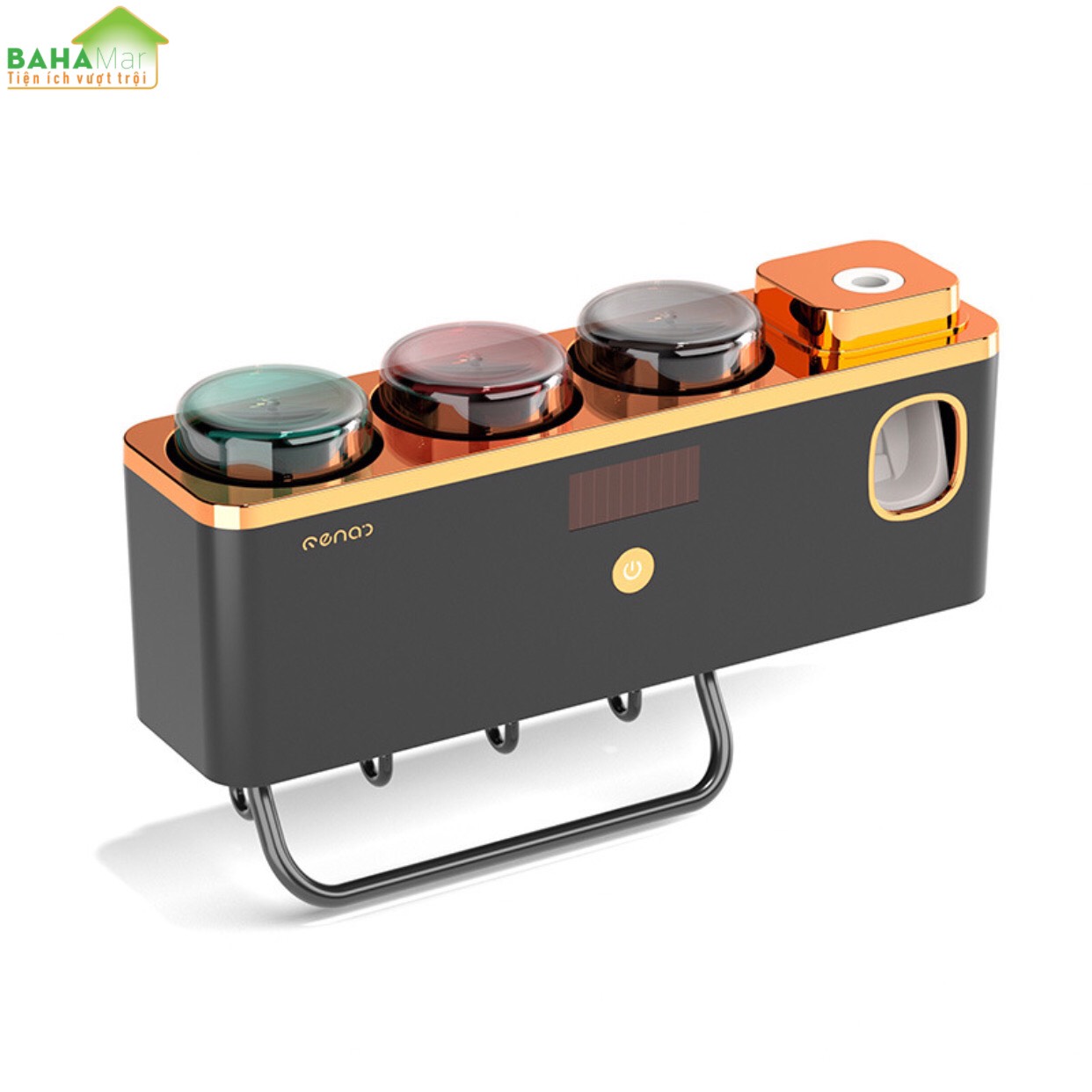 HỘP THÔNG MINH KHỬ TRÙNG BÀN CHẢI ĐÁNH RĂNG KHĂN MẶT CÓ 3 CỐC VÀ Ô VẮT KEM ĐÁNH RĂNG BAHAMAR tia cực tím khử trùn