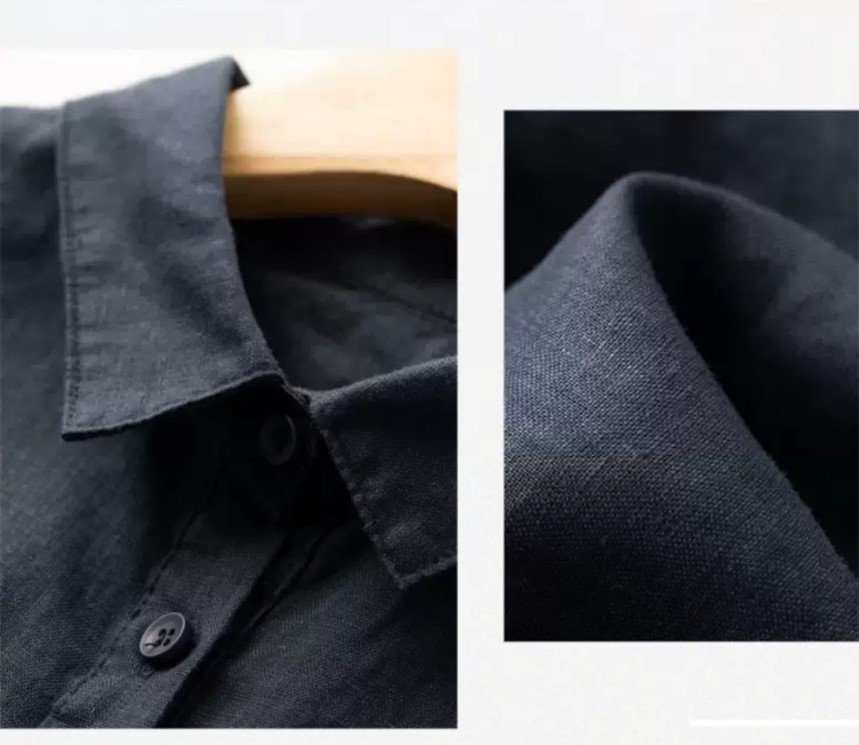 Đầm linen suông công sở cổ sơ mi thiết kế trẻ trung, Đầm suông tay