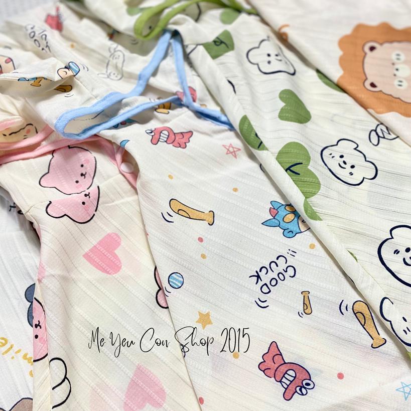 [5-18kg] Áo Choàng Che Nắng, Che Gió Cho Bé Chất Đũi Gân Cúc Bấm - Viền Be