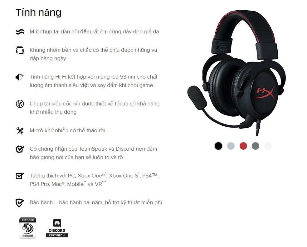 Tai nghe Kingston HyperX Cloud Silver - HX-HSCL-SR/NA - Hàng Chính Hãng