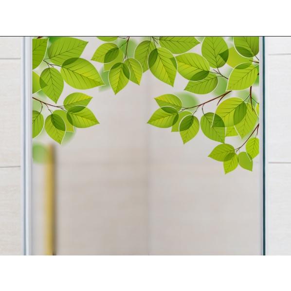Decal dán kính Cao Cấp - Rèm lá cây xanh tươi
