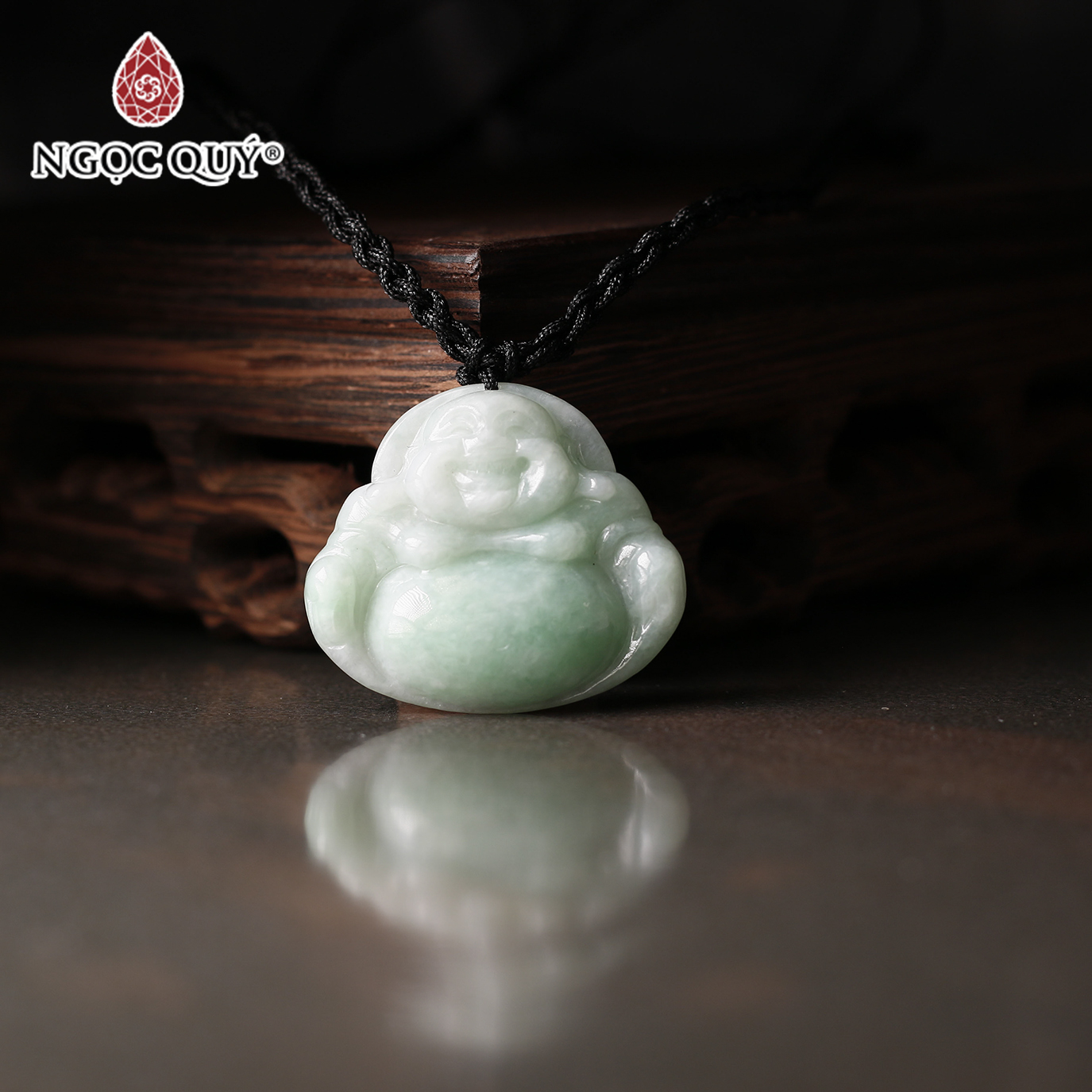 Mặt dây chuyền phật Di lặc đá cẩm thạch xanh lý mệnh hỏa, mộc - Ngọc Quý Gemstones