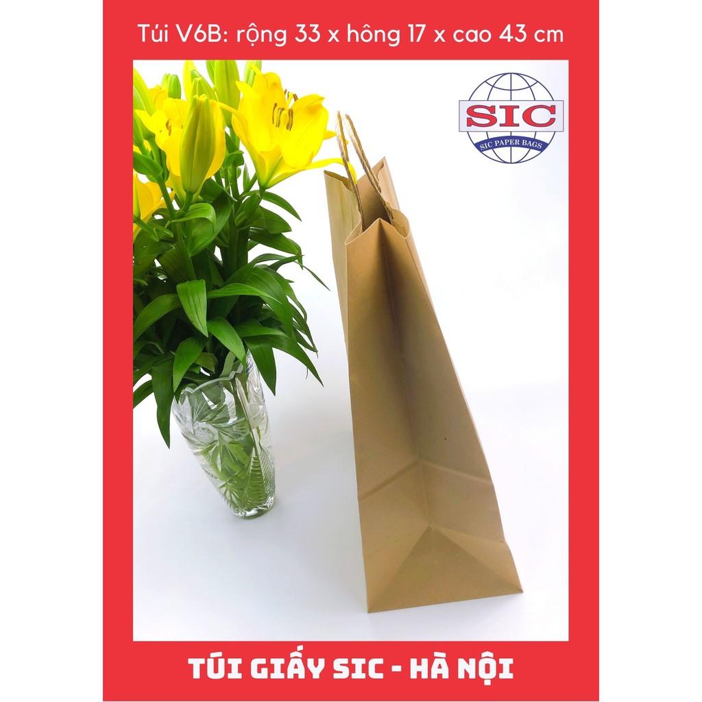 100 CHIẾC TÚI GIẤY KRAFT V6B: 33x17.5x43 cm CÓ QUAI