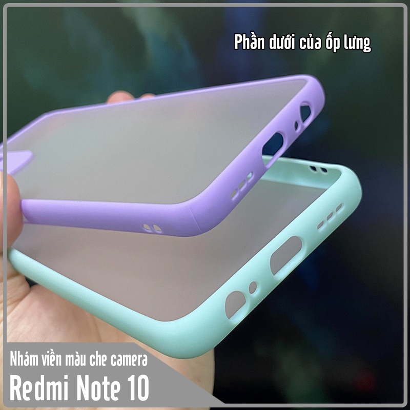 Ốp lưng cho Xiaomi Redmi Note 10 nhám viền màu che camera