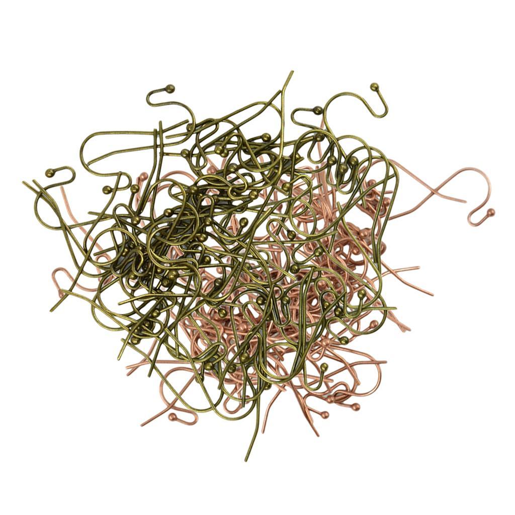 200x Brass French Wire Dot Ball Earring Hook Dangle DIY Making Bronze&amp;Copper