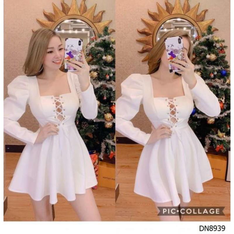 Đầm.xòe.tay.phồng.rút.hở.ngực.sexy