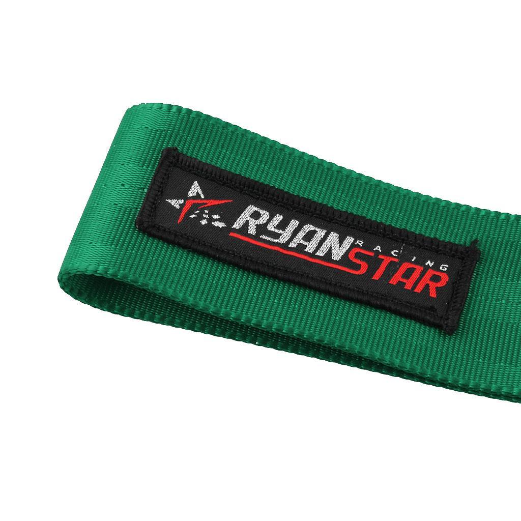 Easy Install  Car Tow Strap Set Front/Rear Bumper Hook Green