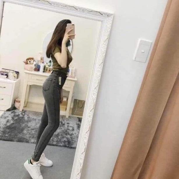 Quần jean nữ ️SALE SẬP SÀN️ Quần bò giấy skinny cạp cao 2 cúc ôm sát tạo hiệu ứng chân dài miên man, vải co giãn tốt
