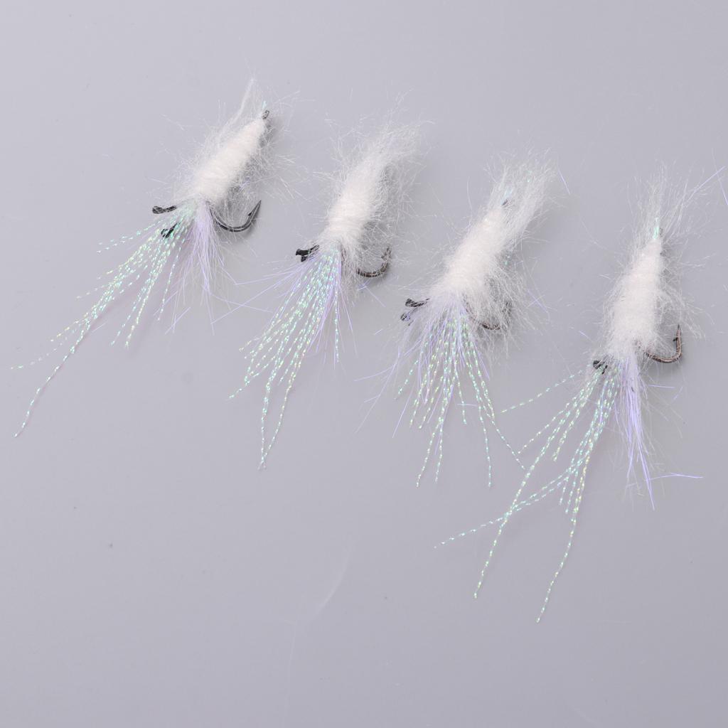 4 pcs Lure Bionic Feathers Fly Hook Freshwater Plush Shrimp Artificial Bait