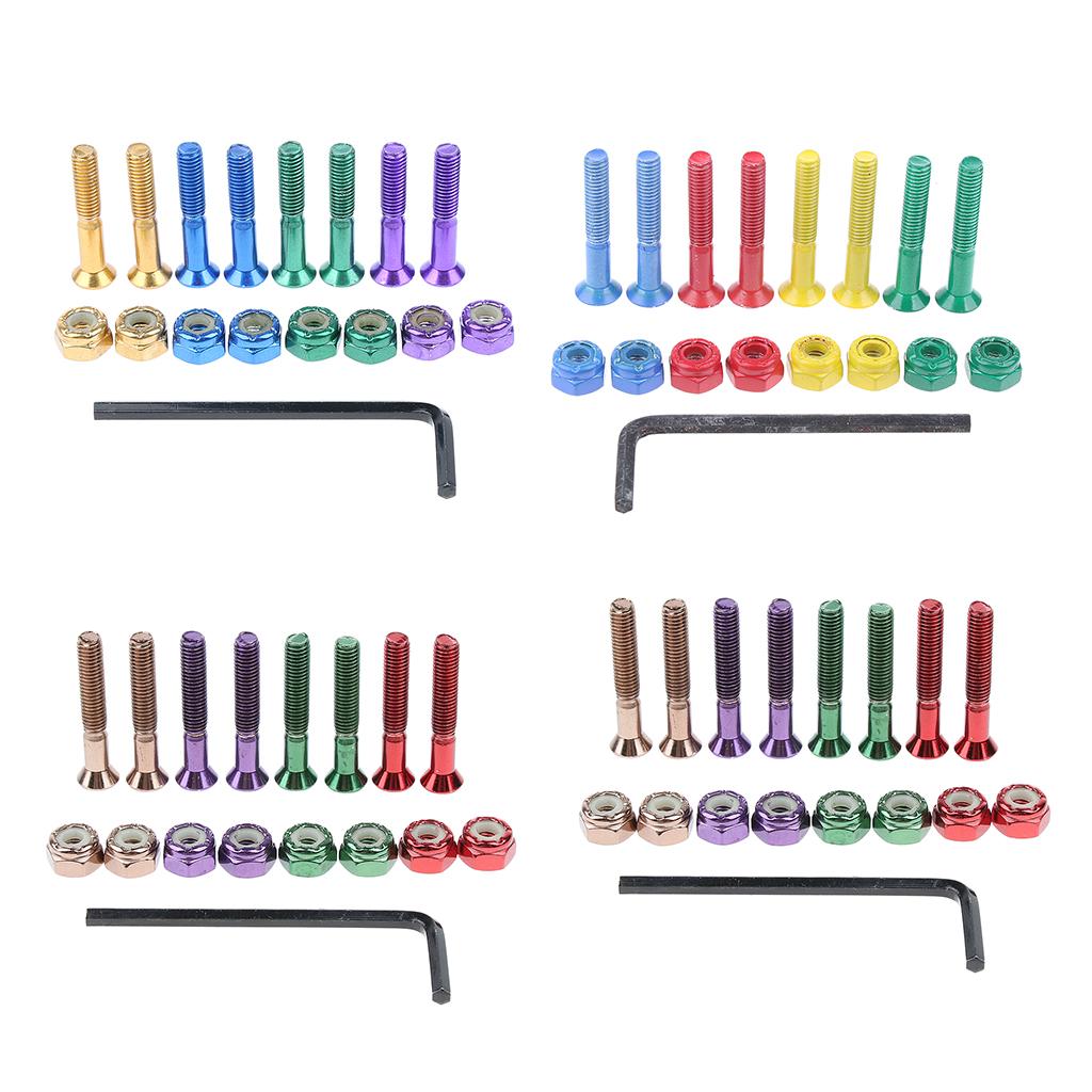 8pcs Replacement Skateboard Truck Hardware Set Longboard Screws Bolts Nuts
