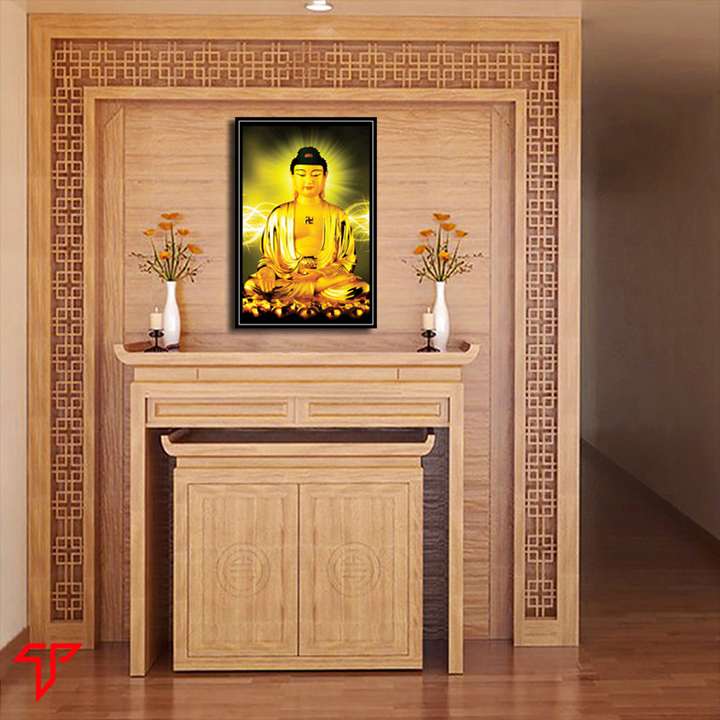 Tranh gỗ trang trí tường thích ca mâu ni, mẹ quan âm, phật adida, Tranh Phật Giáo Adida Phật 2220