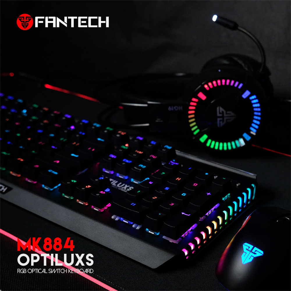 Bàn phím cơ Gaming Optical Orange Tactile Switch Led RGB chống nước, chống bụi, chống mài mòn Fantech MK884 - Hàng chính hãng