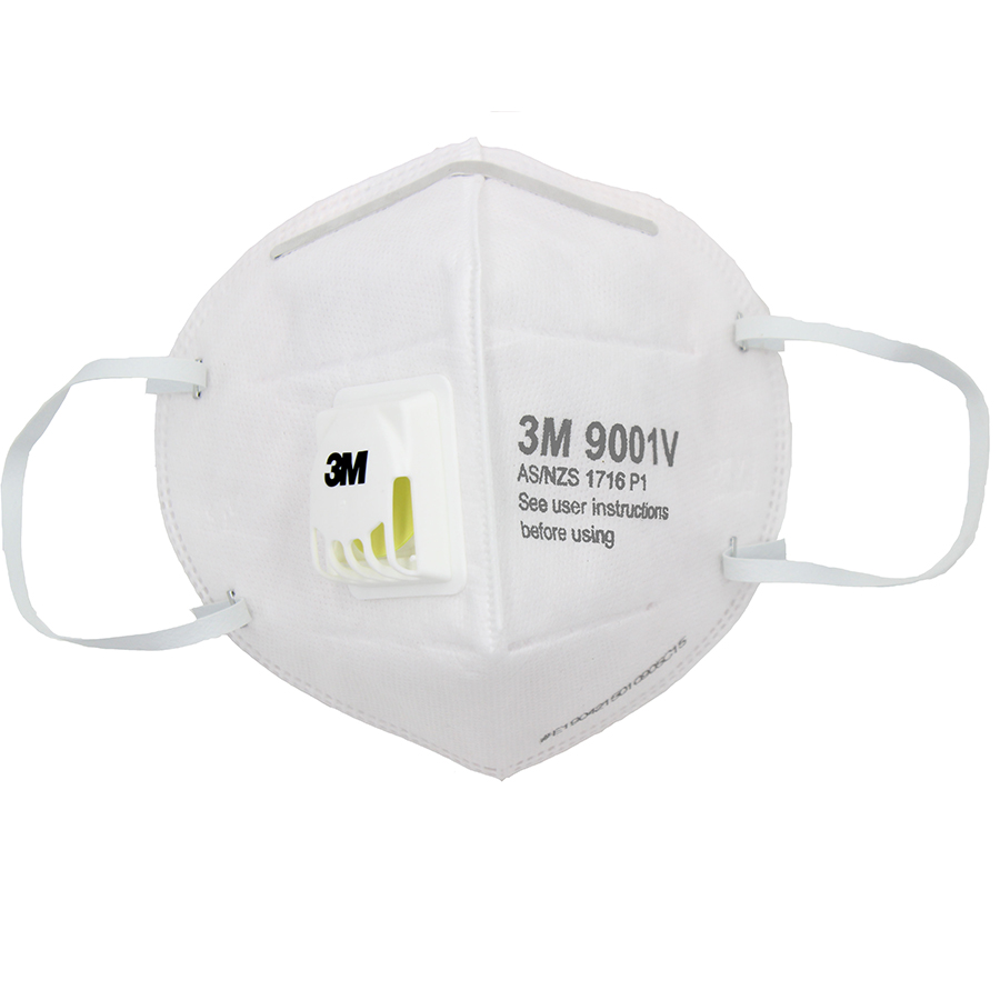 Bộ bảo vệ hệ hô hấp chống bụi: 1 Hộp khẩu trang 3M 9001V chống bụi siêu mịn PM2.5 có van thở, màu trắng, thời trang và 1 bộ kính Honeywell A700 trắng; tặng móc khóa