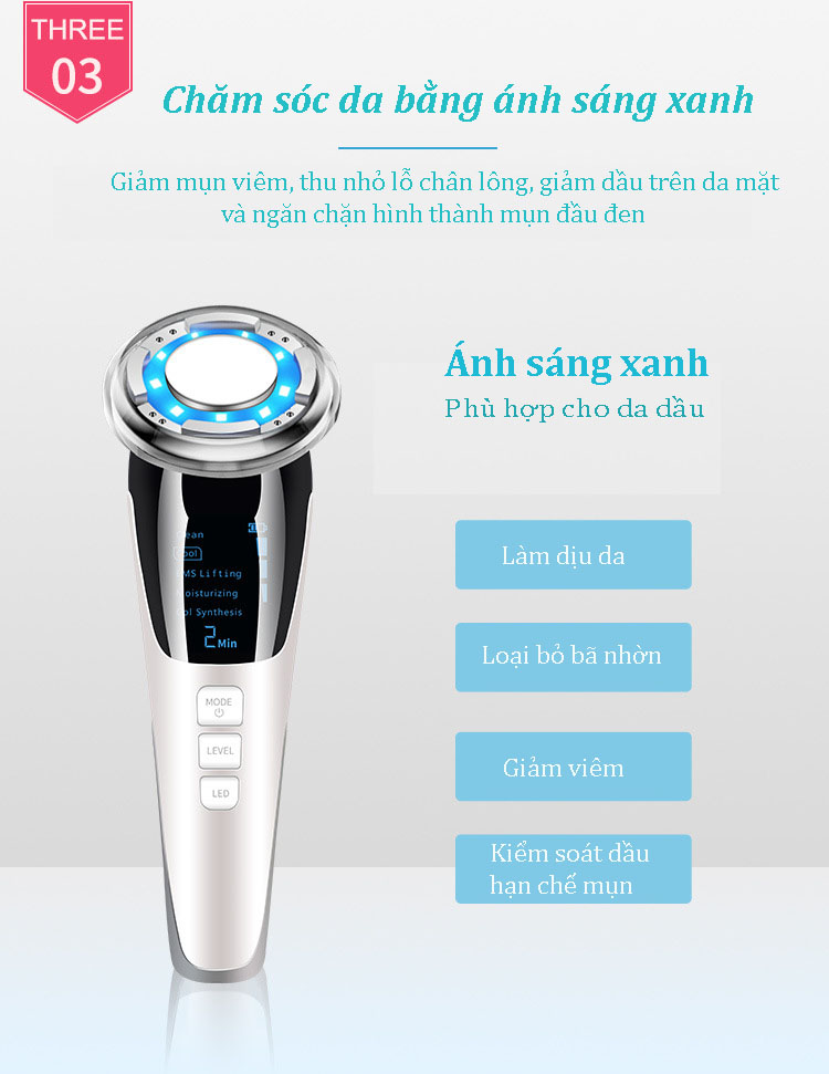 Máy Massage Mặt Làm Đẹp VISPO VP-CM23 - Máy Massage 5IN1 Photon Nóng Và Lạnh EMS Săn Chắc Da , Làm Sạch Và Tăng Hấp Thụ Dưỡng Chất, Khóa Ẩm Cho Da Bằng Công Nghệ Hiện Đại