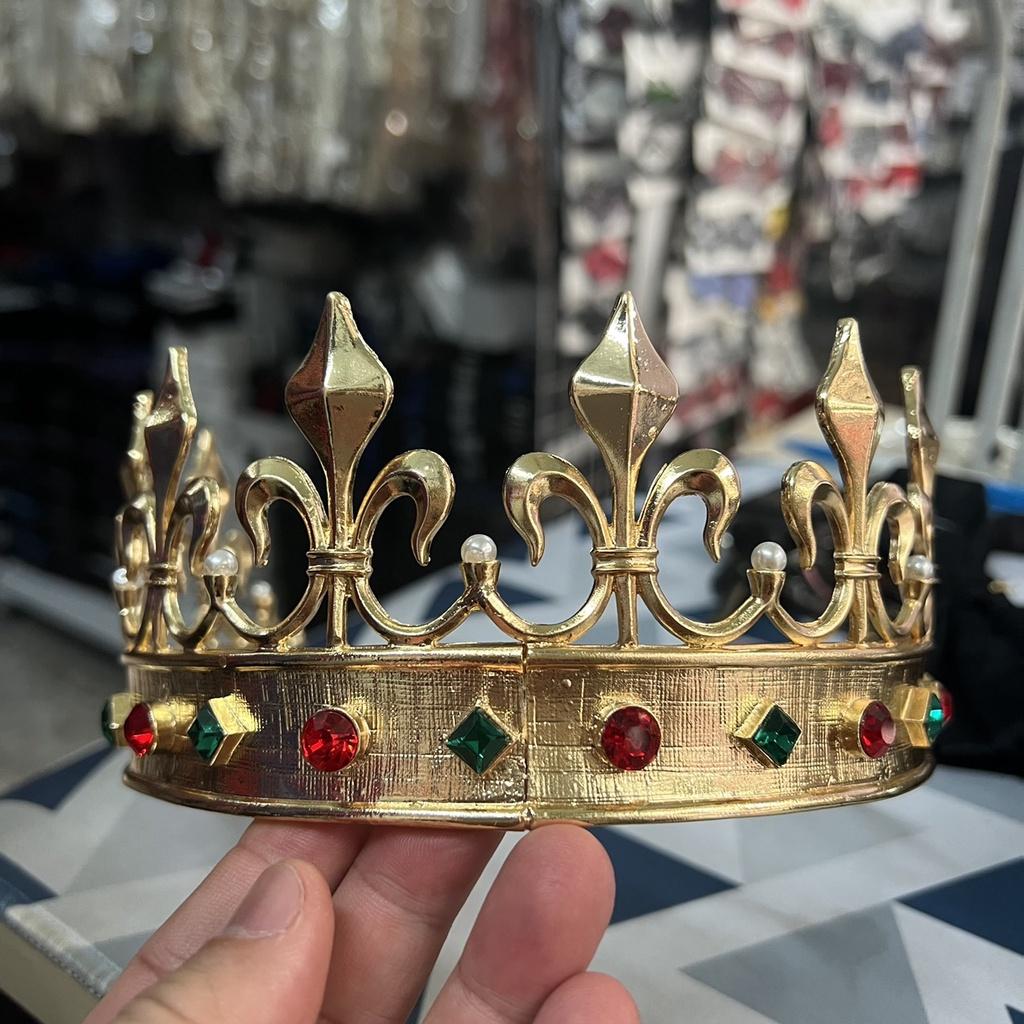 Vương miện Nam vương chóp cao màu vàng đính đá Giangpkc SP2219739