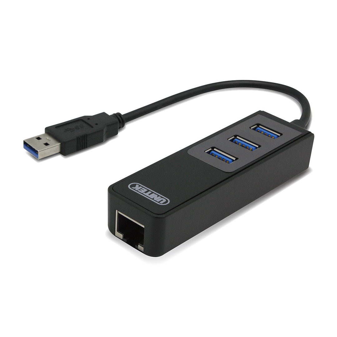 Hub USB 3.0 3 Ports + LAN Unitek (Y-3045C)  - HÀNG CHÍNH HÃNG