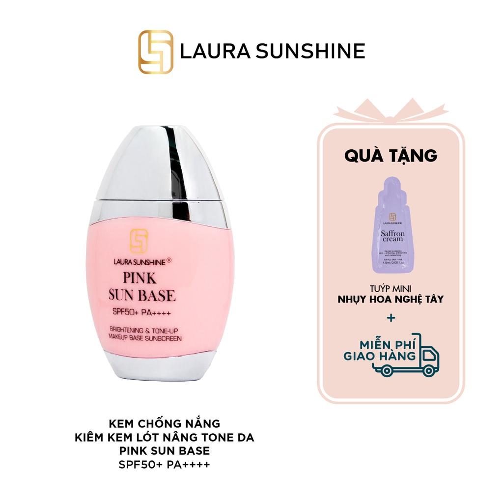 Kem chống nắng kiêm kem lót nâng tông da Pink Sun Base SPF50+ PA++++- Laura Sunshine