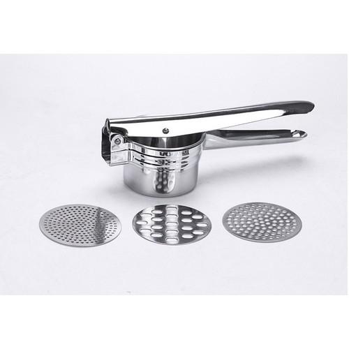 Dụng cụ ép củ quả, làm sợi bún, bánh canh, bánh lọt đa năng 3 vỉ khuôn Inox - may lam bun