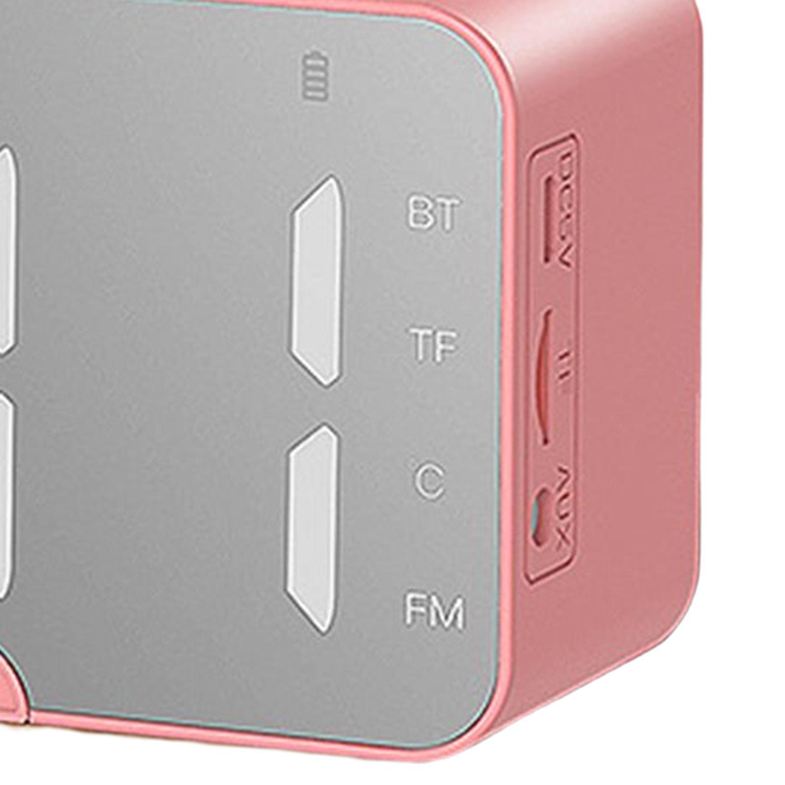 Bluetooth Speaker Mirror Calendar Stereo TF Card Night Light for Home Women pink