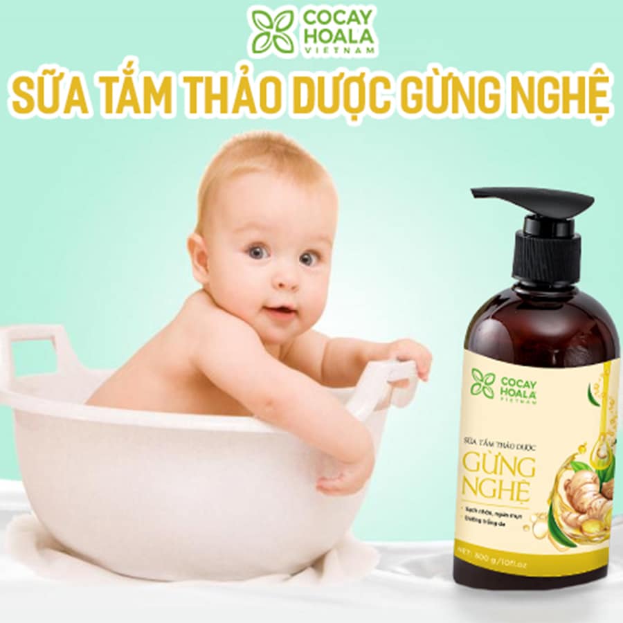 Hộp quà tặng bà bầu và sau sinh giúp phục hồi sức khỏe, chăm sóc cơ thể từ COCAYHOALA - Combo Dầu gội Gừng (500ml), Sữa tắm gừng nghệ (300g) an toàn, lành tính, ngăn ngừa rụng tóc và mờ thâm rạn