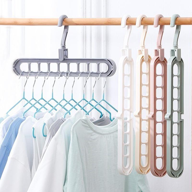 Móc treo quần áo thông minh 9 lỗ gấp gọn, phơi quần áo đa năng thu gọn 9 ô siêu tiện dụng