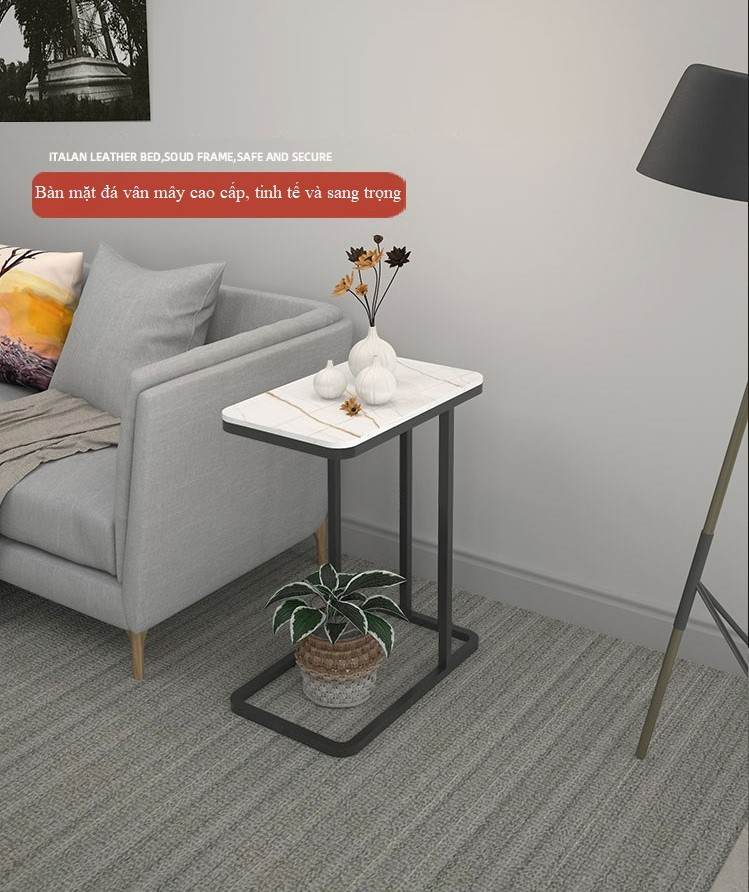 Bàn Trà Đá, Táp Trà Đá Sofa Mặt Đá Ceramic Siêu Đẹp Chân Sắt Sơn Tĩnh Điện Bền Bỉ KT D40xH50
