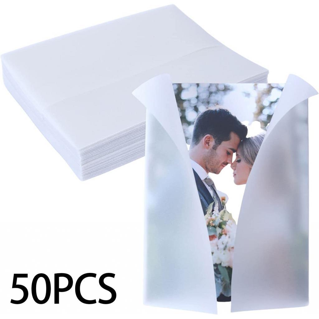 50Pcs Wedding Invitations Wrap, Paper Envelope Liners, Folded Invitations Jackets, Invitations Paper for Animation Sketching Baquet, Photo Overlays Cards