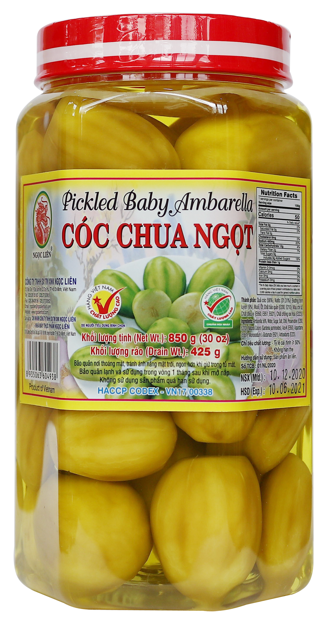 CÓC CHUA NGỌT NGỌC LIÊN 830G