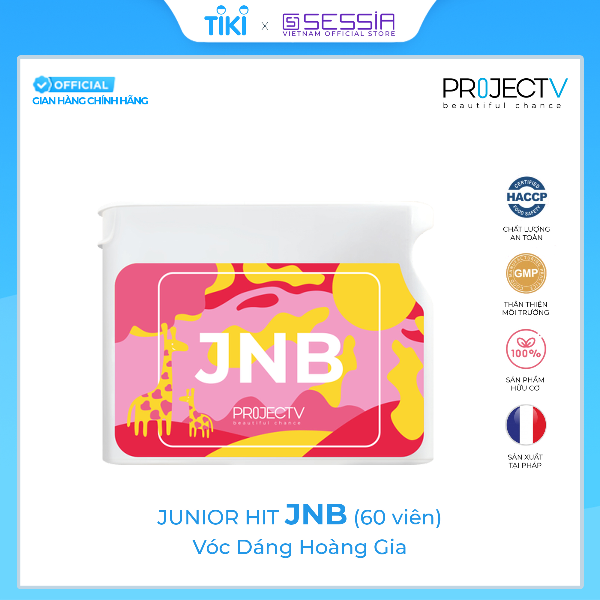 Thực Phẩm Sức Khỏe cho trẻ em JNB Junior Hit - Vóc Dáng Hoàng Gia - PROJECT V - Hộp 60 Viên nén nhai - Xuất xứ Pháp, Hàng Chính Hãng