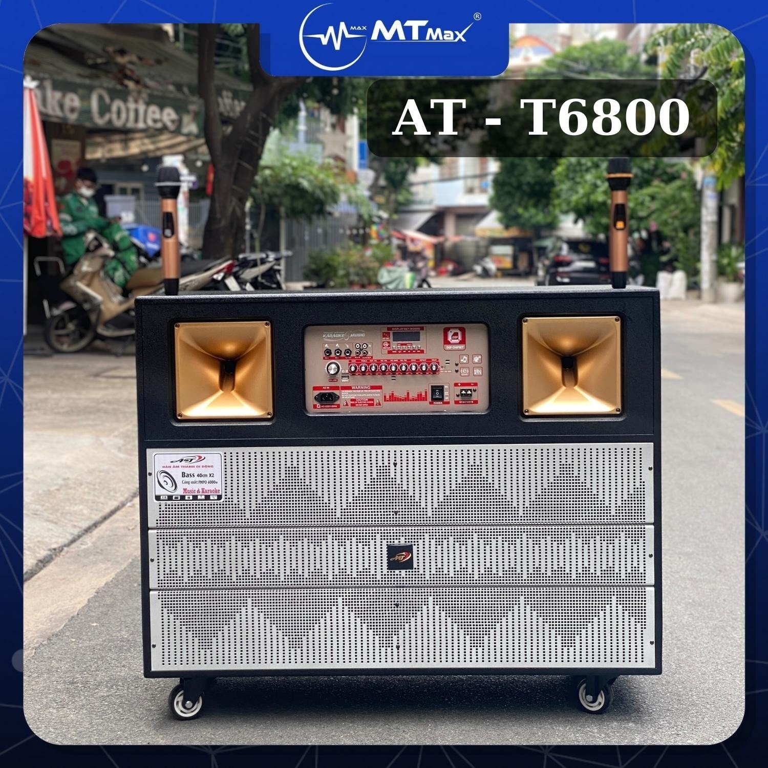 Loa Kéo AT T6800 - 2 Bass 40 Công Suất Lớn kèm 2 Micro, Trang Bị Đầy Đủ Chức Năng, Hỗ Trợ Giọng Hát Và Các Bản Nhạc Đa Dạng Với Nhiều Loại Âm Thanh Khác Nhau