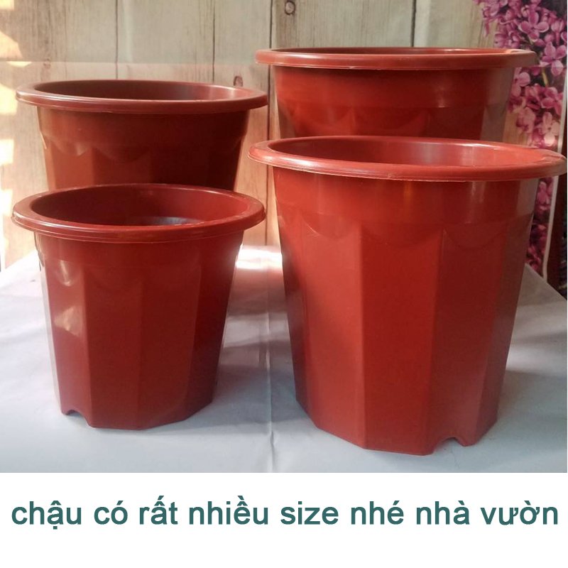 10 CHẬU nhựa trồng cây E320 chất lượng dáng cao giữ ẩm được lâu hơn đường kính 26.5x25cm-77496