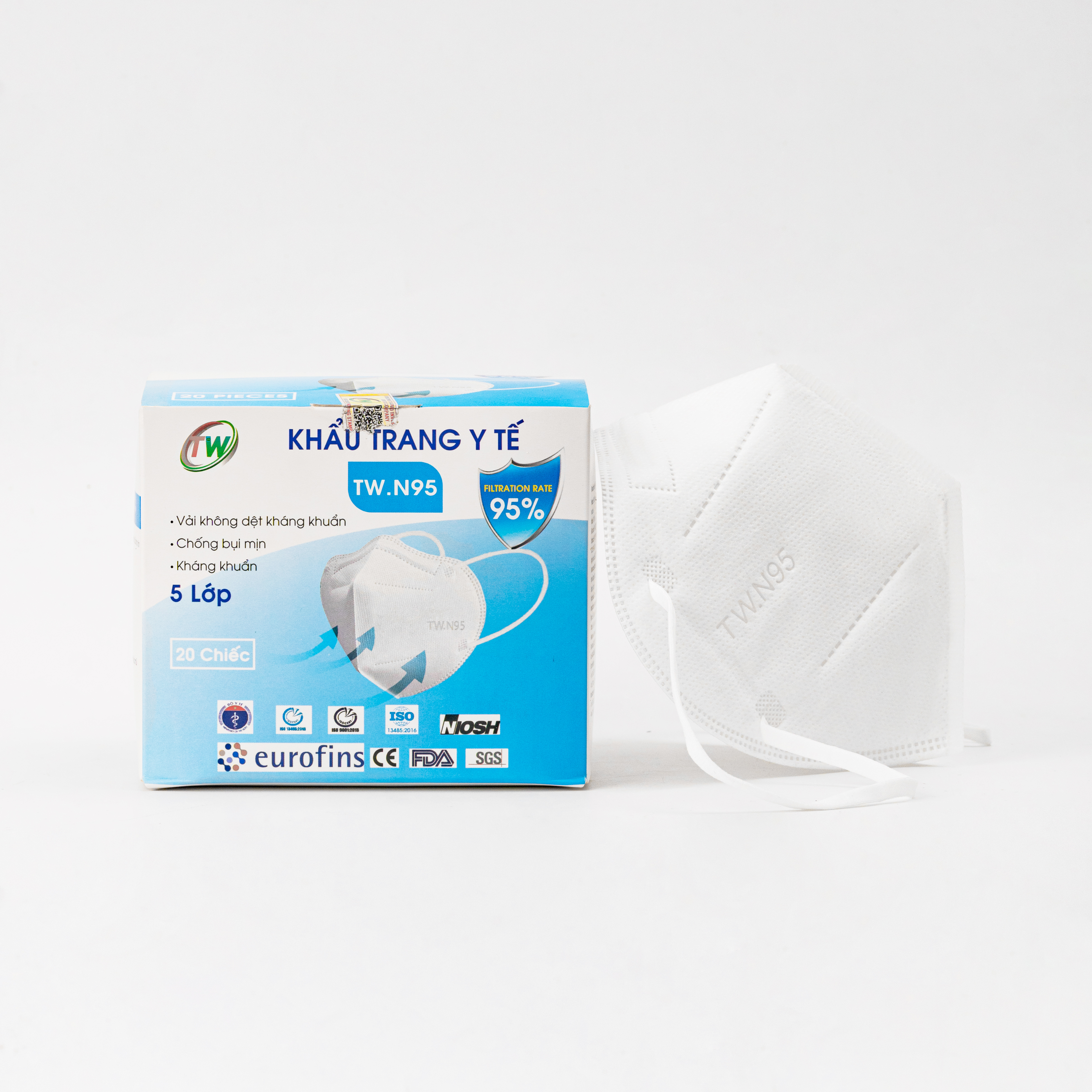 Khẩu trang TW N95 5 lớp kháng khuẩn, chống bụi mịn