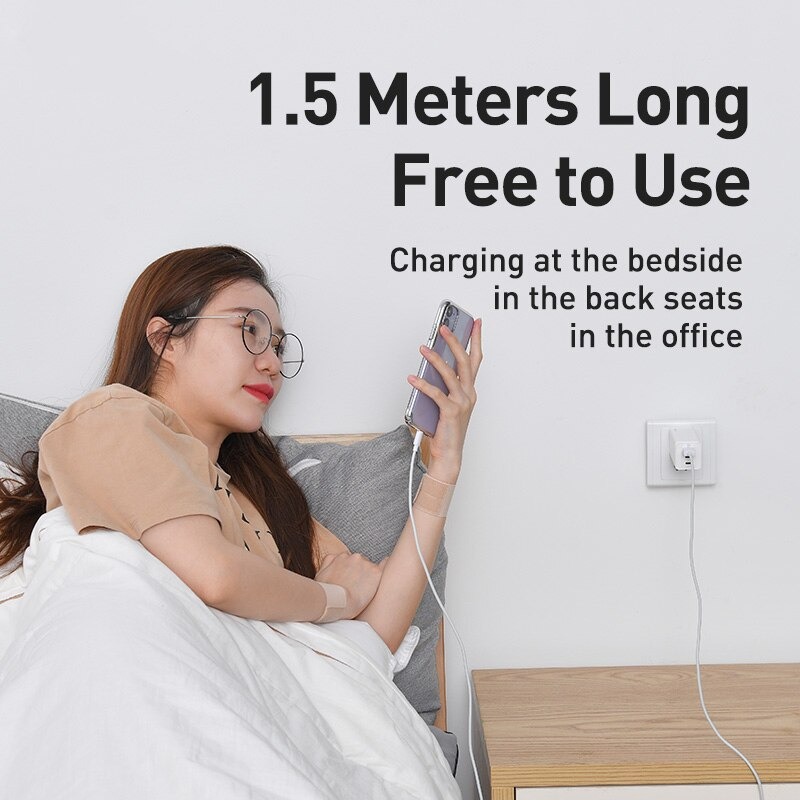 Cáp sạc nhanh 2.4A Baseus Mini White kết nối iPhone dây tròn dẻo đồng bộ dữ liệu cao dài 100CM - Hàng chính hãng
