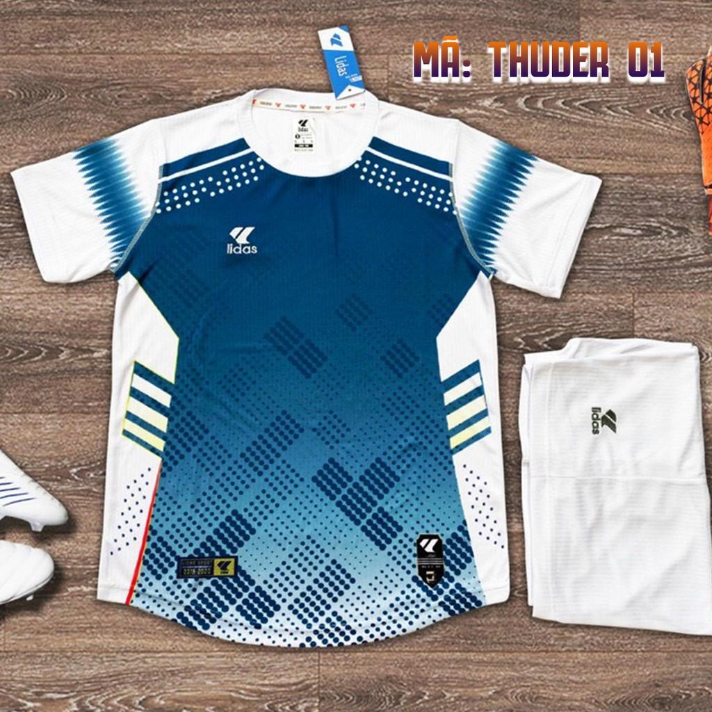 Bộ Quần Áo Bóng Đá Không Logo Lidas Thunder Hàng Mè Sọc Cao Cấp