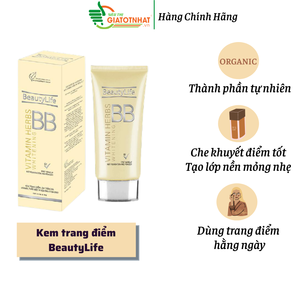 Kem trang điểm dưỡng trắng da chống nắng BB01 50g