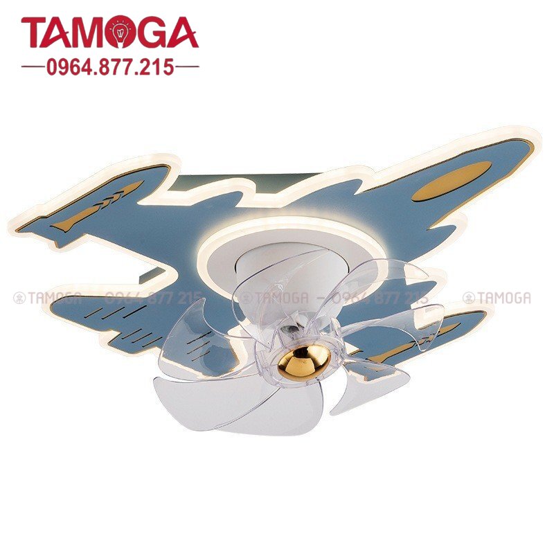 Quạt trần có đèn TAMOGA 1452 hình máy bay trang trí phòng ngủ cho bé động cơ 6 số + Tặng kèm điều khiển từ xa