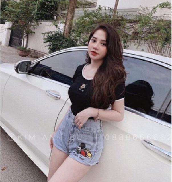 Áo croptop body thêu mickey, hình thật ảnh cuối