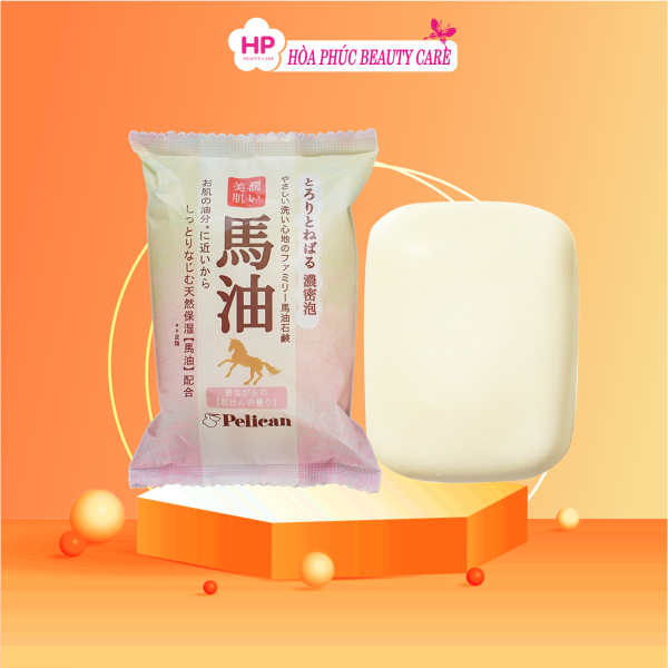 Xà Phòng Rửa Mặt Dưỡng Trắng Mịn Da Pelican Family Soap Horse Oil Chiết Xuất Từ Dầu Ngựa (80g)